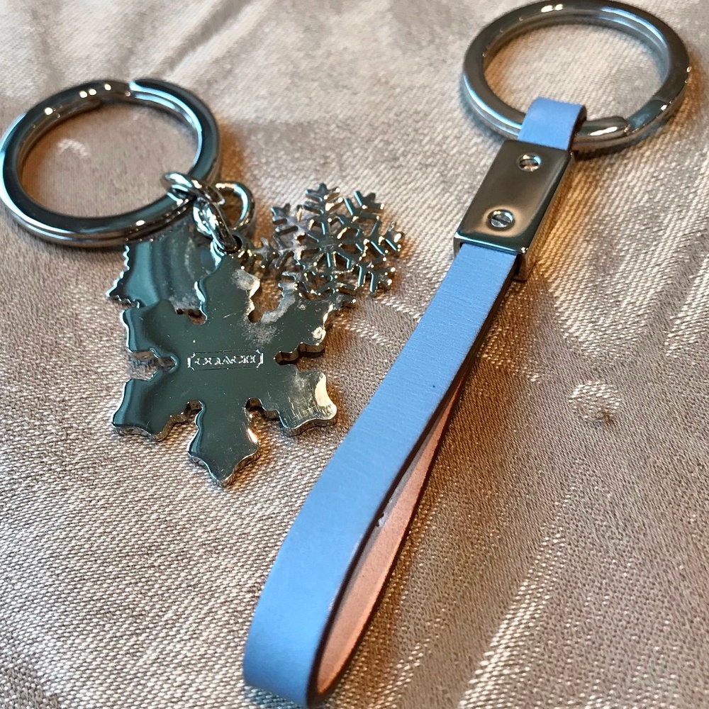 Bundle -Two Coach Keychains Snowflakes & Strap - image 2